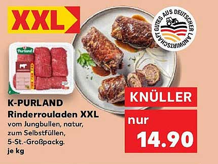 K-PURLAND Rinderrouladen XXL, 5-St. Großpackung