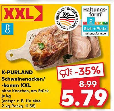 K-PURLAND Schweinenacken/-kamm XXL ohne Knochen, am Stück je kg