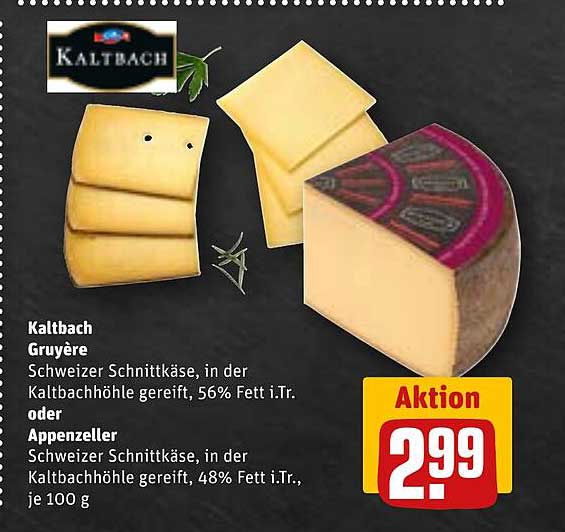 Kaltbach Gruyère oder Appenzeller - Schweizer Schnittkäse
