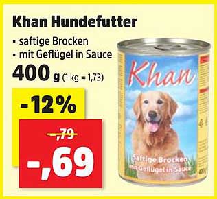 Khan Hundefutter - saftige Brocken mit Geflügel in Sauce