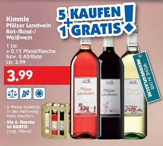 Kimmler Pfälzer Landwein Rot/Rosé/Weißwein (1 L)