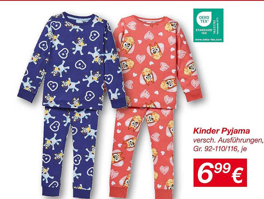 Kinder Pyjama verschiedenste Ausführungen, Gr. 92-110/116