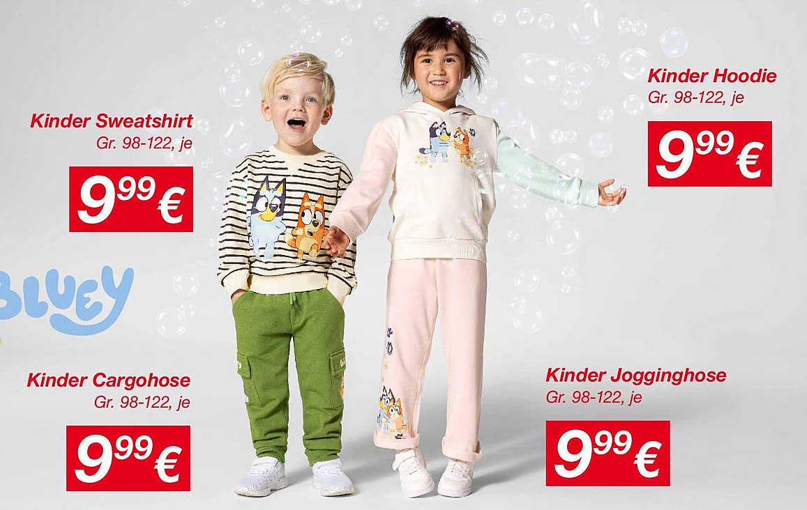 Kinder Sweatshirt, Hoodie, Cargo- und Jogginghose - je 9,99 €