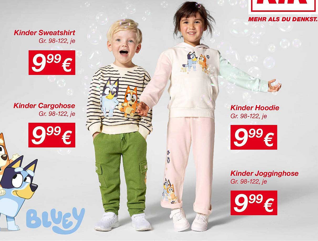 Kinderbekleidung - Hoodie, Sweatshirt, Jogginghose und Cargo-Hose je 9,99 €