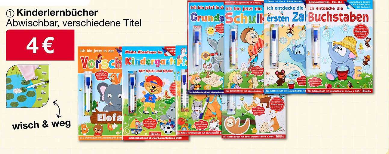 Kinderlern Bücher Abwischbar, verschiedene Titel
