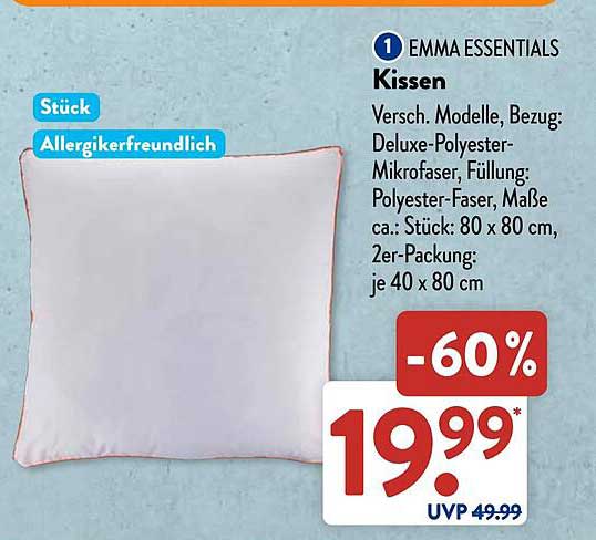 Kissen von EMMA ESSENTIALS – Allergikerfreundlich und komfortabel