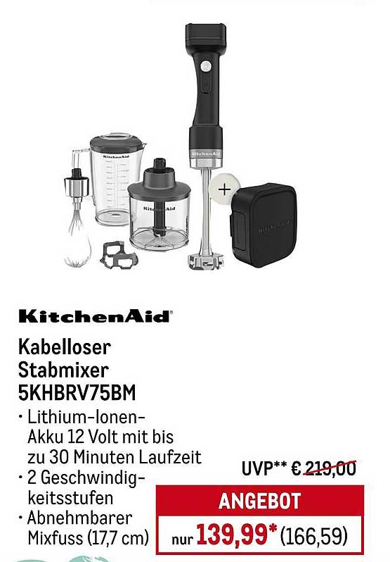 KitchenAid Kabelloser Stabmixer 5KHBRV75BM
