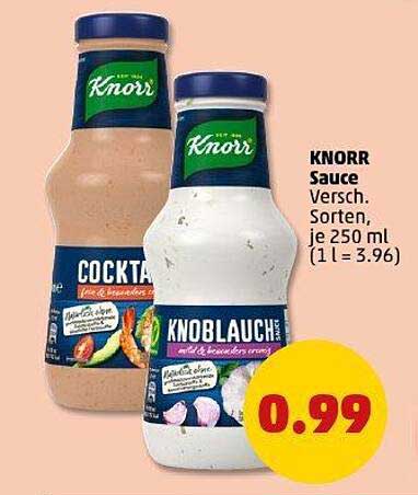 KNORR Sauce - Verschiedene Sorten, je 250 ml für nur 0,99 €