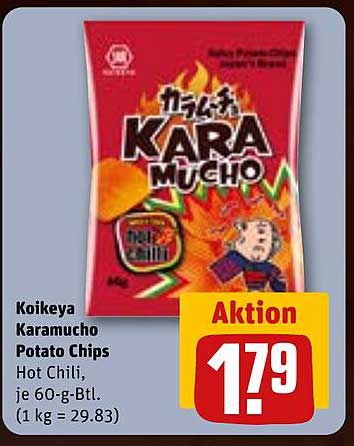 Koikeya Karamucho Potato Chips Hot Chili, je 60-g-Btl.