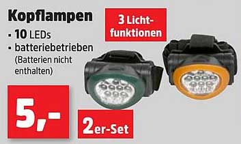 Kopflampen 2er-Set mit 10 LEDs und 3 Lichtfunktionen