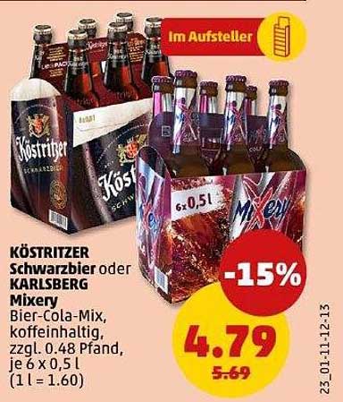 KÖSTRITZER Schwarzbier oder KARLSBERG Mixery