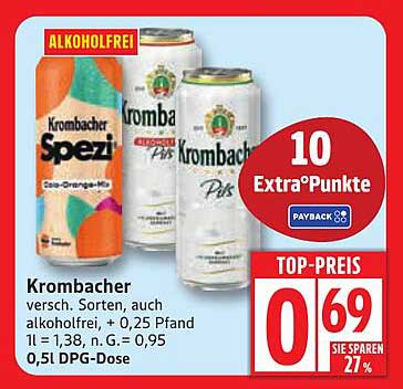 Krombacher 0,5l DPG-Dose – Verschiedene Sorten, auch alkoholfrei