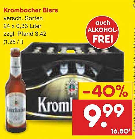 Krombacher Biere 24 x 0,33 Liter - jetzt 40% sparen!