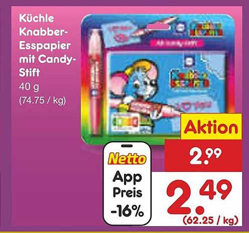 Küchle Knabber-Esspapier mit Candy-Stift 40 g