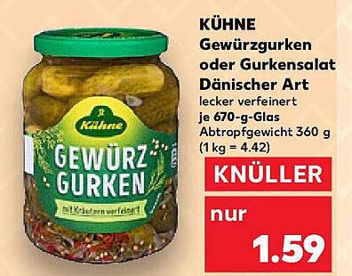 KÜHNE Gewürzgurken oder Gurkensalat Dänischer Art