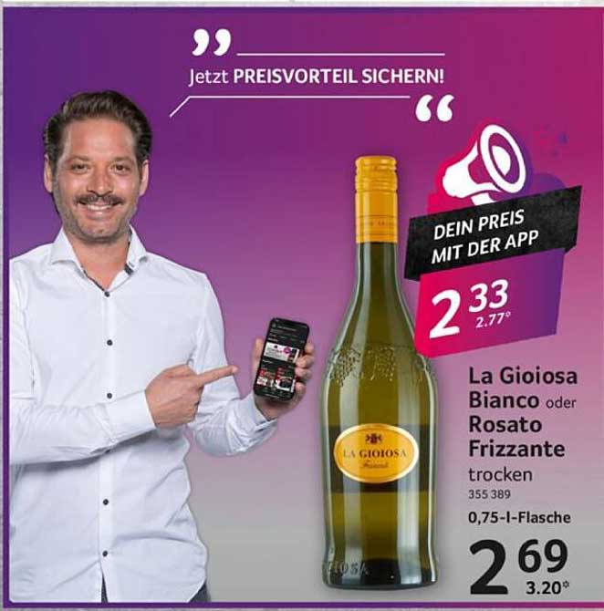 La Gioiosa Bianco oder Rosato Frizzante trocken, 0,75-l-Flasche