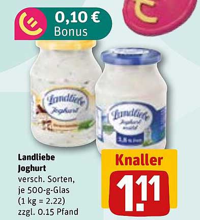 Landliebe Joghurt, verschiedene Sorten, je 500-g-Glas