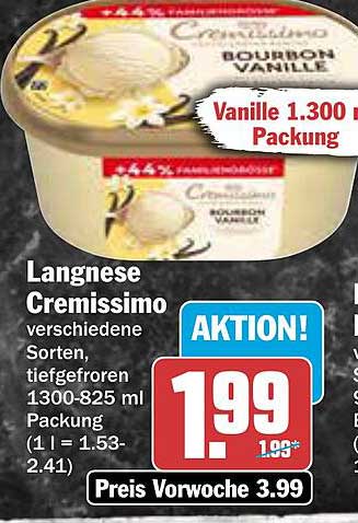 Langnese Cremissimo Bourbon Vanille 1300 ml