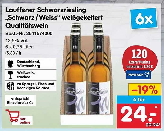 Lauffener Schwarzriesling "Schwarz/Weiß" - Weißgekeltert Qualitätswein