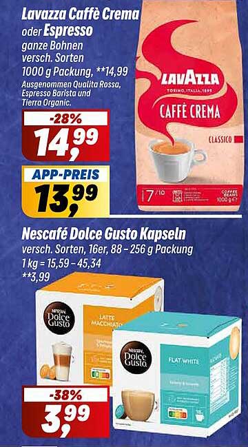 Lavazza Caffè Crema oder Espresso ganze Bohnen 1000 g Packung