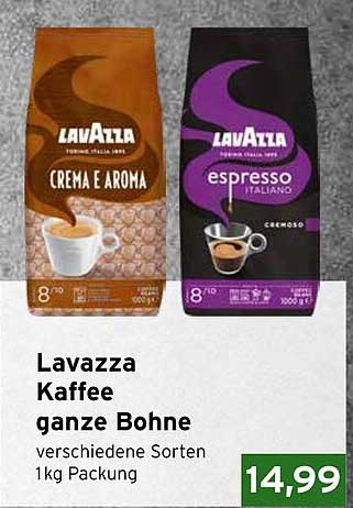 Lavazza Kaffee ganze Bohne - verschiedene Sorten 1kg Packung