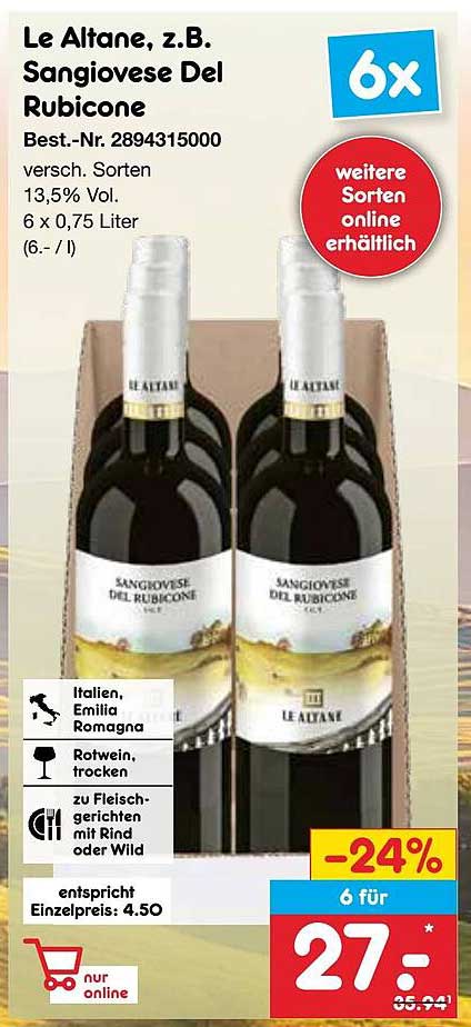 Le Altane, z.B. Sangiovese Del Rubicone - 6 Flaschen