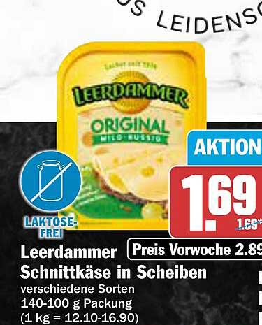 Leerdammer Schnittkäse in Scheiben 140-100 g Packung, verschiedene Sorten