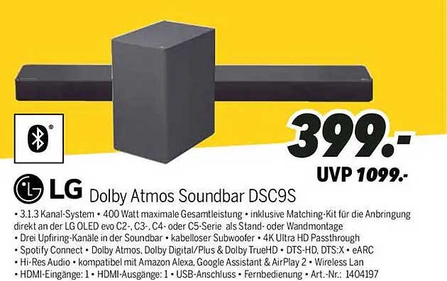 LG Dolby Atmos Soundbar DSC9S