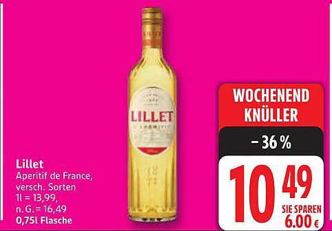 Lillet Aperitif de France, verschiedene Sorten, 0,75l Flasche