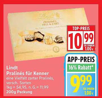 Lindt Pralinés für Kenner 200g Packung