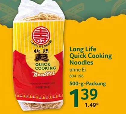 Long Life Quick Cooking Noodles ohne Ei 500-g-Packung