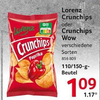 Lorenz Crunchips oder Crunchips Wow verschiedene Sorten 110/150-g-Beutel