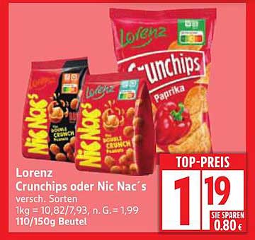 Lorenz Crunchips oder Nic Nac's - verschiedene Sorten