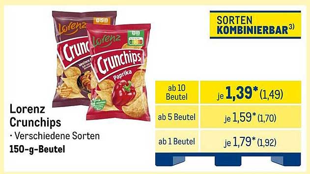 Lorenz Crunchips - Verschiedene Sorten 150-g-Beutel