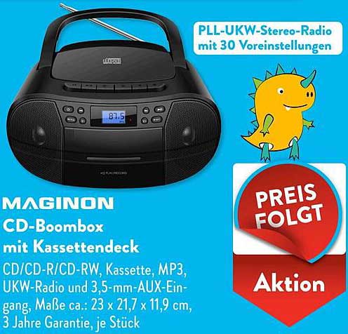 MAGINON CD-Boombox mit Kassettendeck
