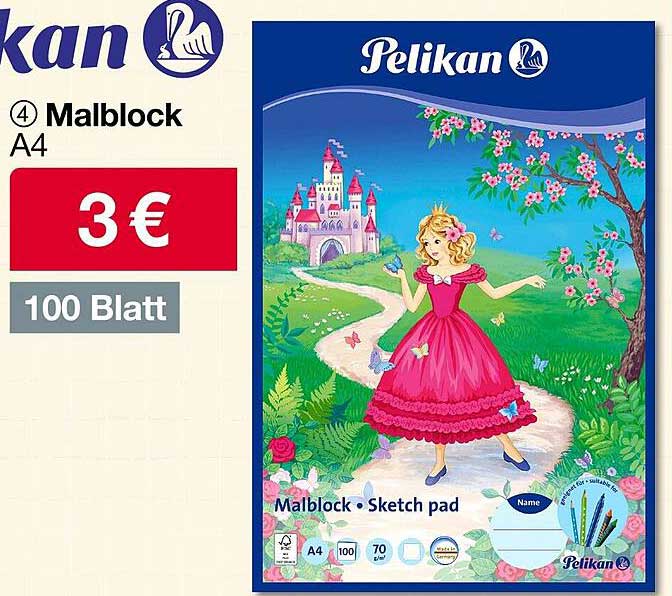 Malblock A4 von Pelikan - 100 Blatt für 3 €