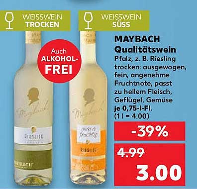MAYBACH Qualitätswein - Riesling trocken und süß