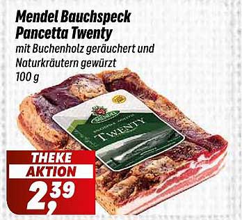 Mendel Bauchspeck Pancetta Twenty mit Buchenholz geräuchert und Naturkräutern gewürzt