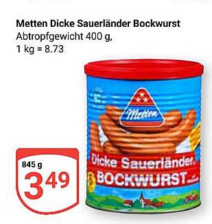 Metten Dicke Sauerländer Bockwurst, 400 g