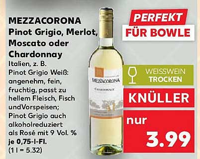 MEZZACORONA Pinot Grigio, Merlot, Moscato oder Chardonnay