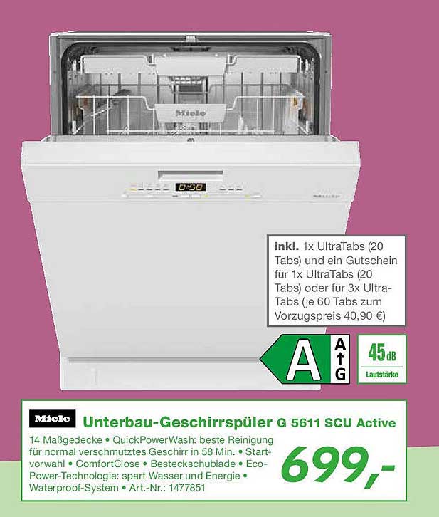 Miele Unterbau-Geschirrspüler G 5611 SCU Active