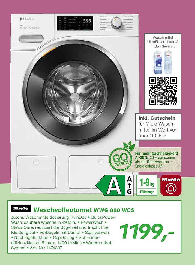 Miele Waschvollautomat WWG 880 WCS