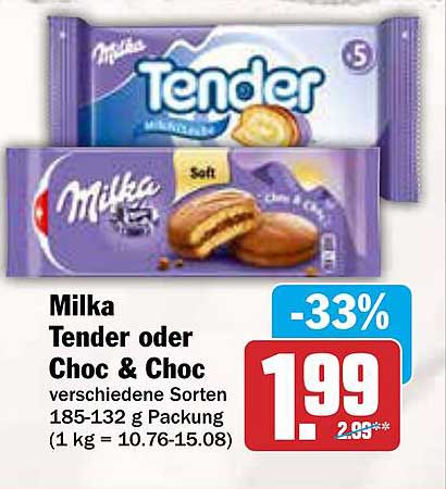 Milka Tender oder Choc & Choc verschiedene Sorten 185-132 g