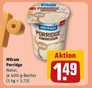 Milram Porridge Natur, je 400-g-Becher