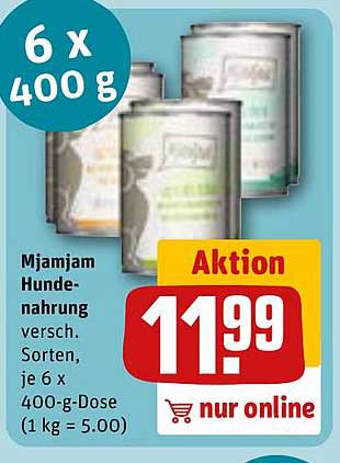 Mjamjam Hundenahrung 6 x 400 g - Aktionspreis