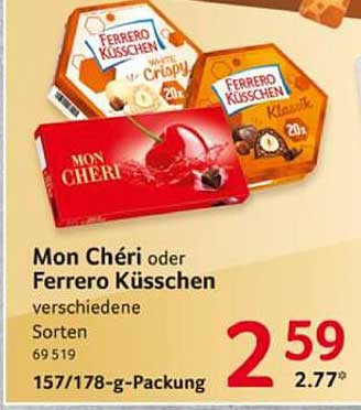 Mon Chéri oder Ferrero Küsschen verschiedene Sorten