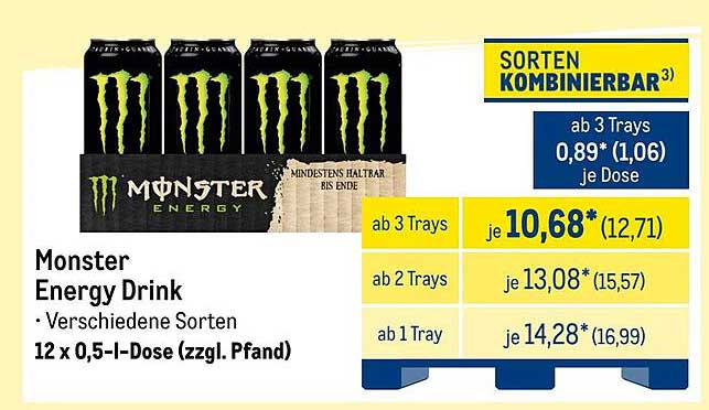 Monster Energy Drink 12 x 0,5 l-Dose (zzgl. Pfand)