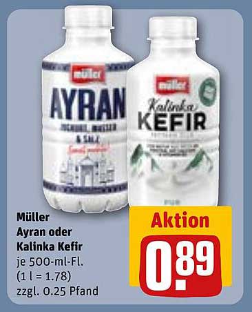 Müller Ayran oder Kalinka Kefir 500 ml