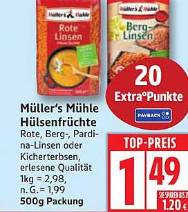Müller’s Mühle Hülsenfrüchte – Rote, Berg- oder Pardina-Linsen