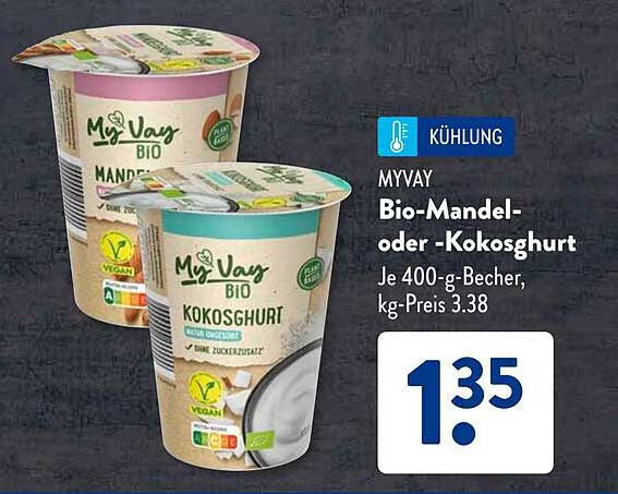MYVAY Bio-Mandel- oder -Kokosjoghurt 400 g